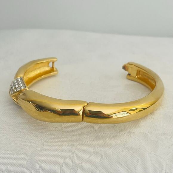 Vtg NOLAN MILEER Crystal Bracelet Signed Bangle w/Box Gold Tone Glamour Collect - Picture 8 of 11